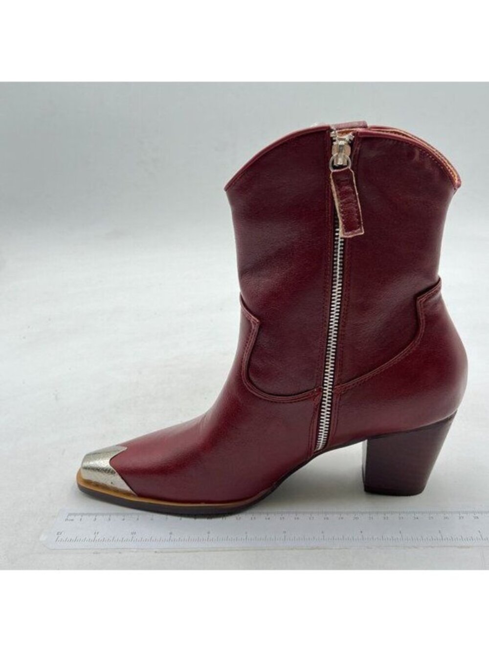 Women's Western Boots, Ankle Boots with  Chunky Heel, Cowgirl Boots  Brown Red